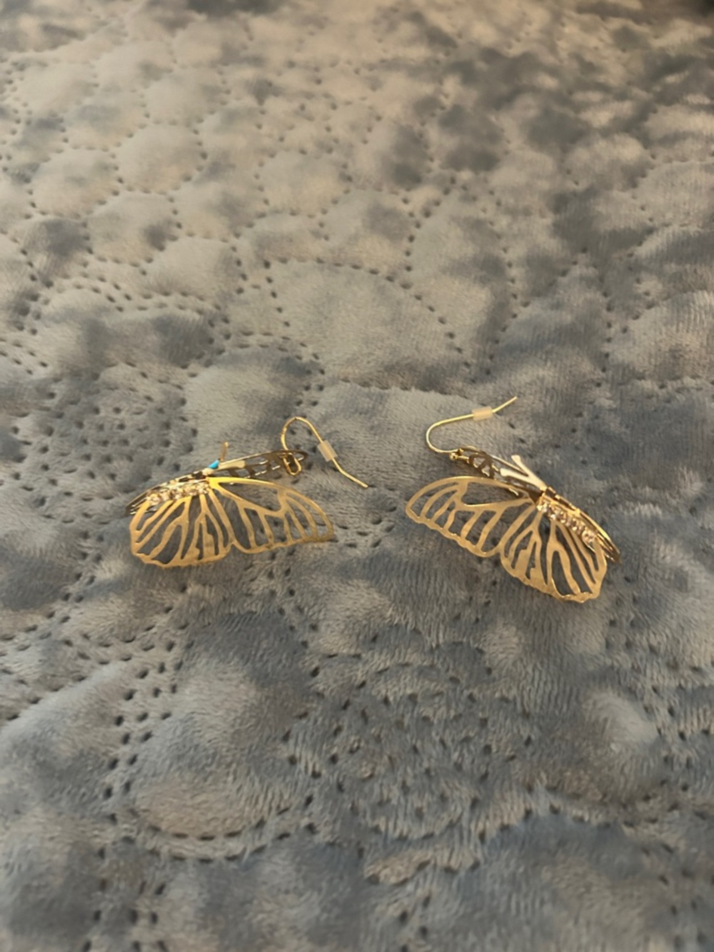 Gold Butterfly Wing Drop Earrings - Elegant Women Jewelry